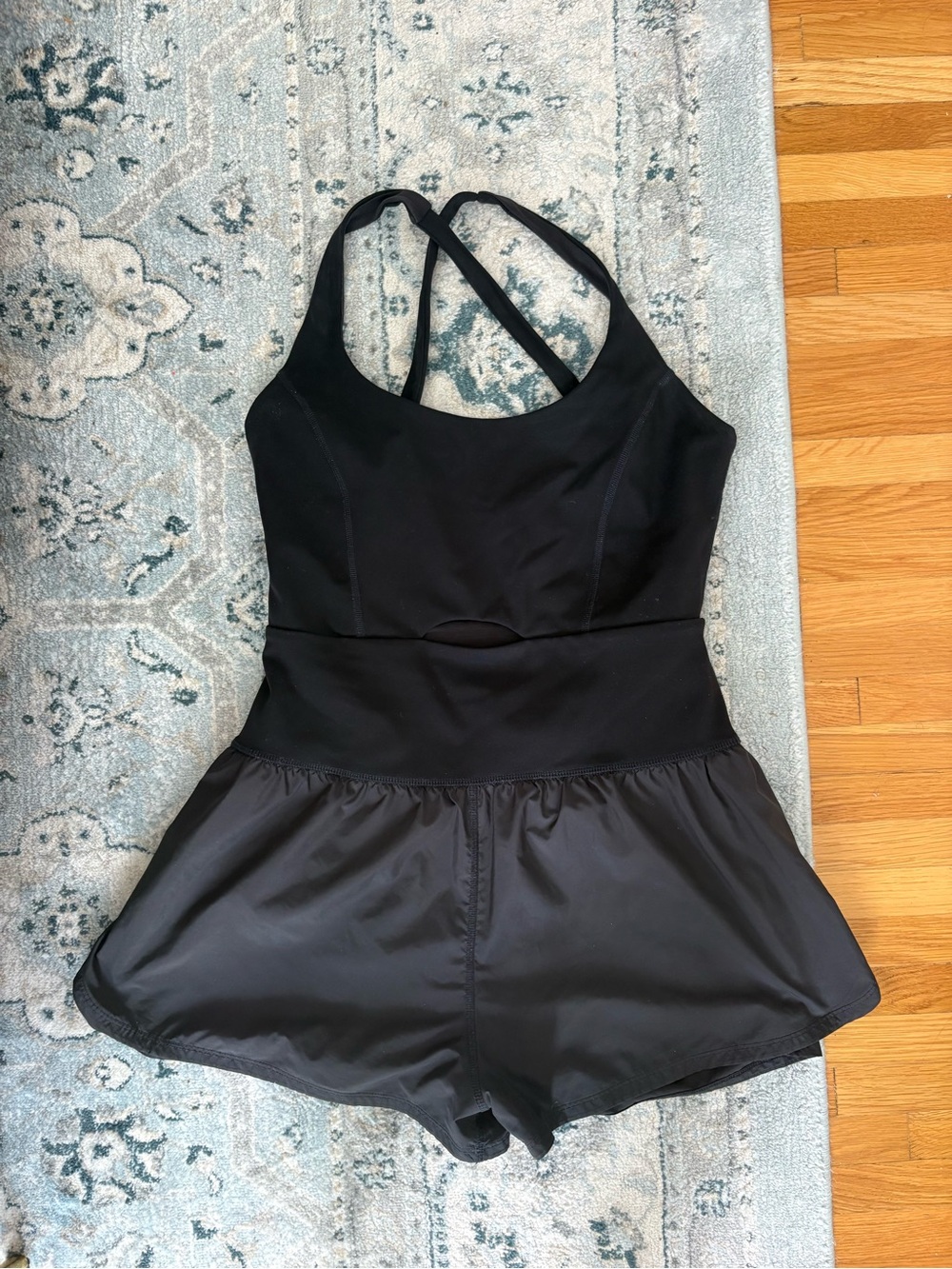 FP Movement by Free People Black Strappy Romper Jumpsuit
